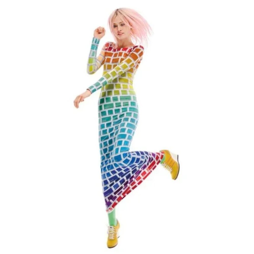 Jeremy Scott x Adidas Keyboard Maxi Dress Rainbow Multicolor